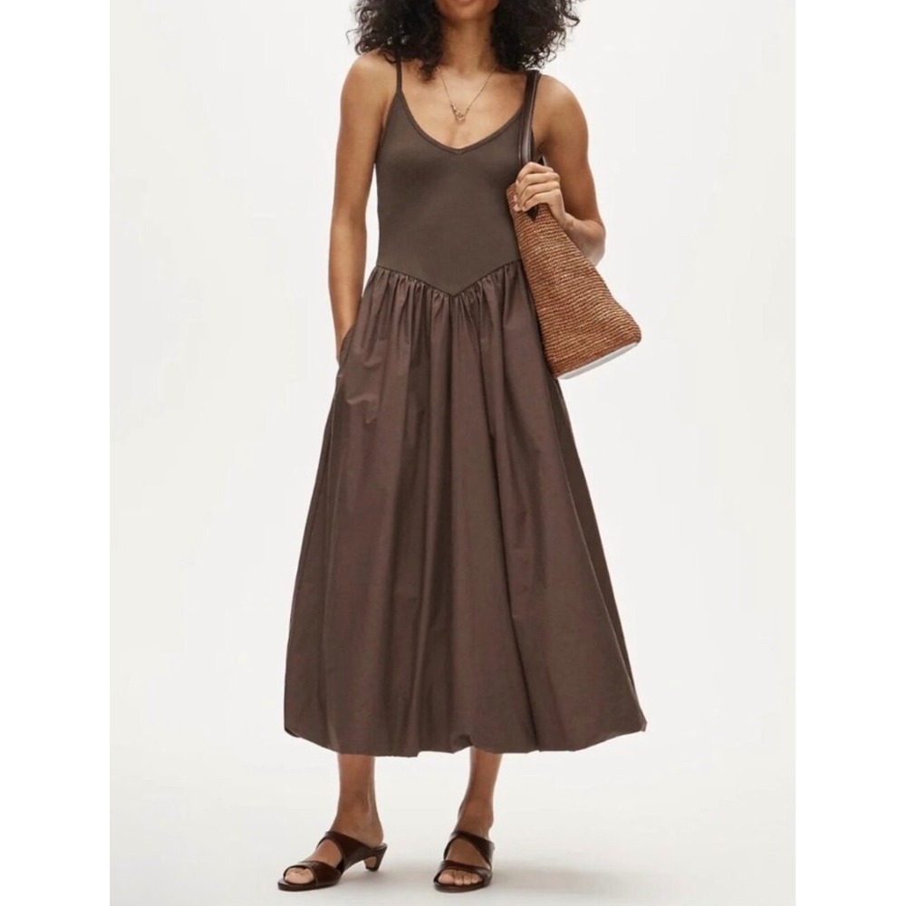 J CREW Basque-waist mixy dress NWT size xs brown